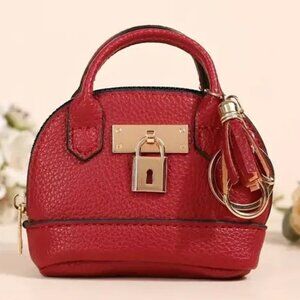 Cute Mini Faux Leather Coin Purse Bag Keychain for money/lipstick/earpods